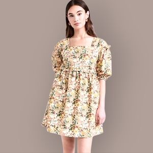 Meadows x Tuckernuck Daphne Mini Babydoll Puff Sleeve Dress In Wildflower Floral